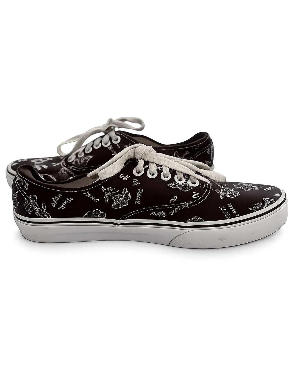 Vans Graphic Print Sneakers | Y2K Indie Skater Doodle Floral Shoes Sz 7 - Picture 3 of 9